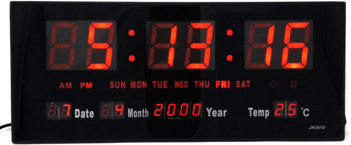 Starlet24 LED Wanduhr mit Timer Wecker Schlummer Kalender Temperatur grosse LED-Anzeige 36x15cm (JH3
