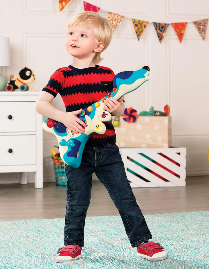 B. toys Woofer Kindergitarre – Spielzeug E Gitarre, Instrument mit Liedern, Akustikgitarre und Hunde