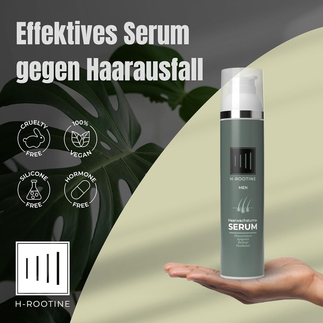 H-ROOTINE Haarserum für Männer (100ml) • Haarwuchsmittel Männer • Stoppt erblich & hormonell bedingt