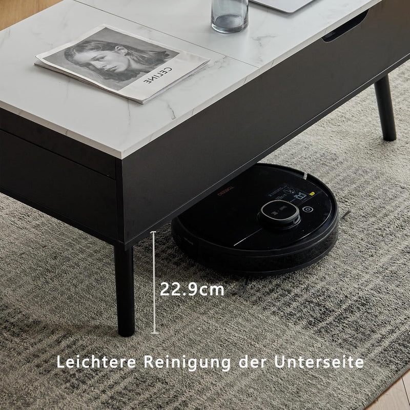 JanflyHome Höhenverstellbarer Couchtisch, Couchtisch, Hubplatte Couchtisch, Couchtisch mit Schiebepl