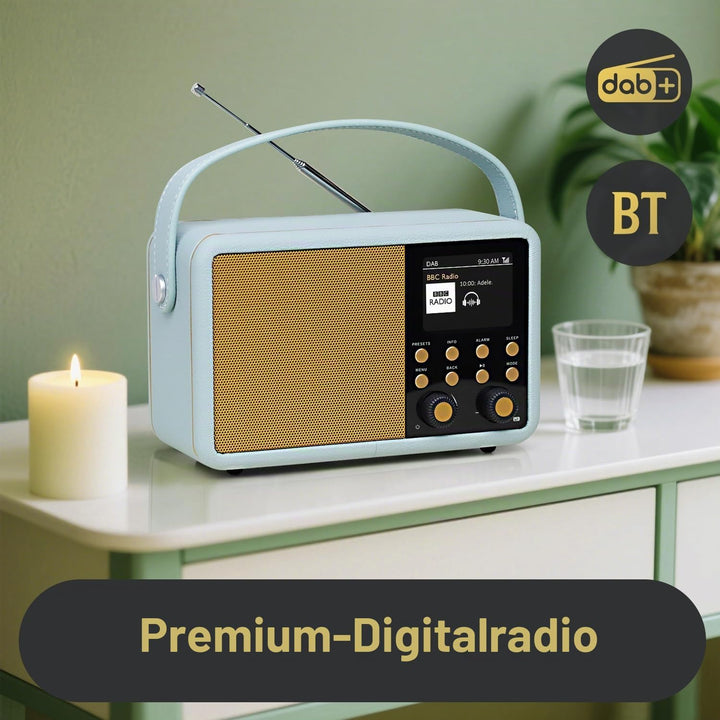LEMEGA Class Finesse DAB+ Digitalradio, Farbdisplay, Bluetooth,Blau | 60 Senderspeicher, 12 Std Akku