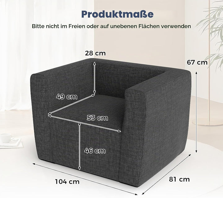 COSTWAY Aufblasbares Sofa, tragbares Luftsofa mit abnehmbarem Bezug, breite Armlehnen &amp; grosszügiger