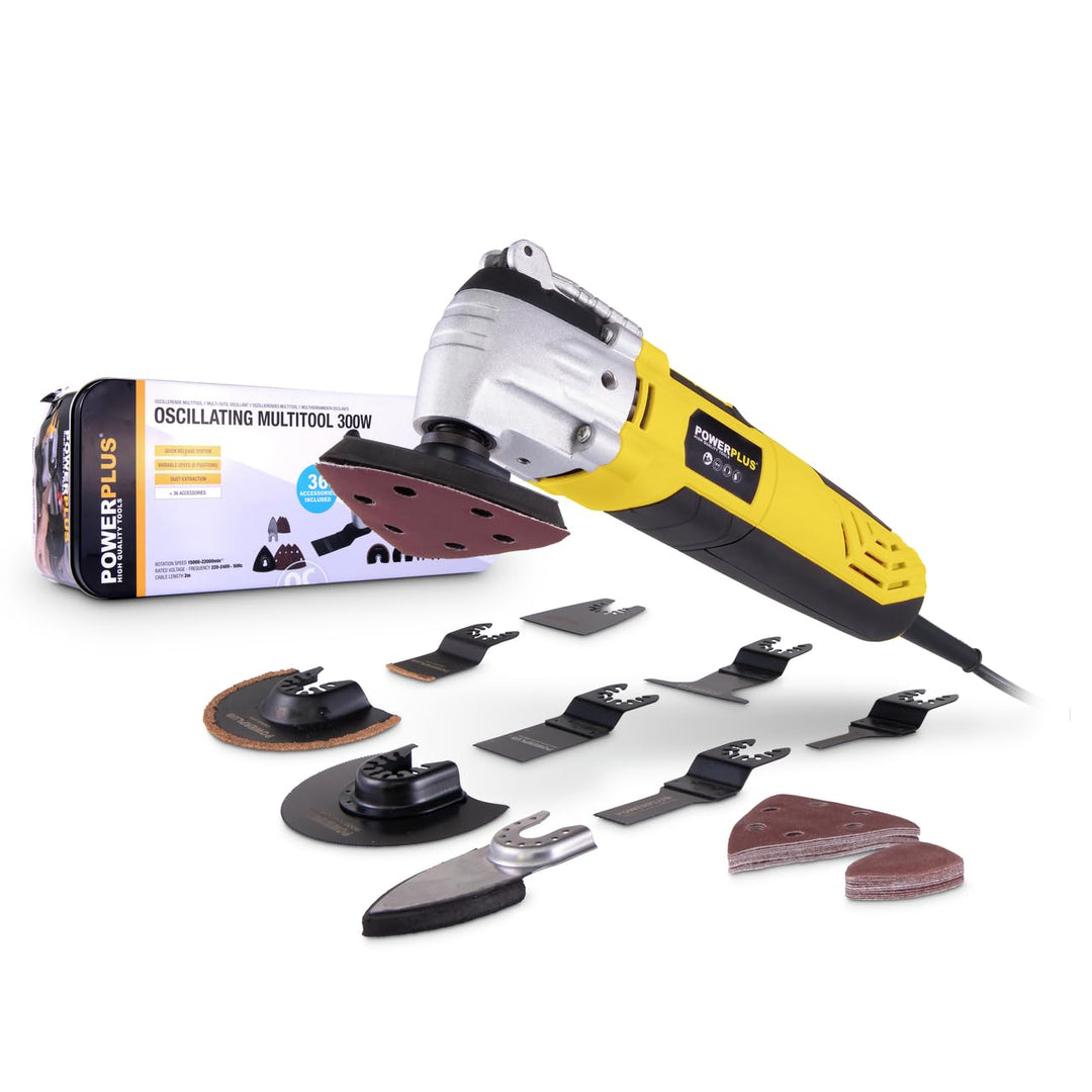Powerplus Multitool POWX1347MC Multifunktionswerkzeug zum Schleifen, Schneiden &amp; Polieren - Schnellw