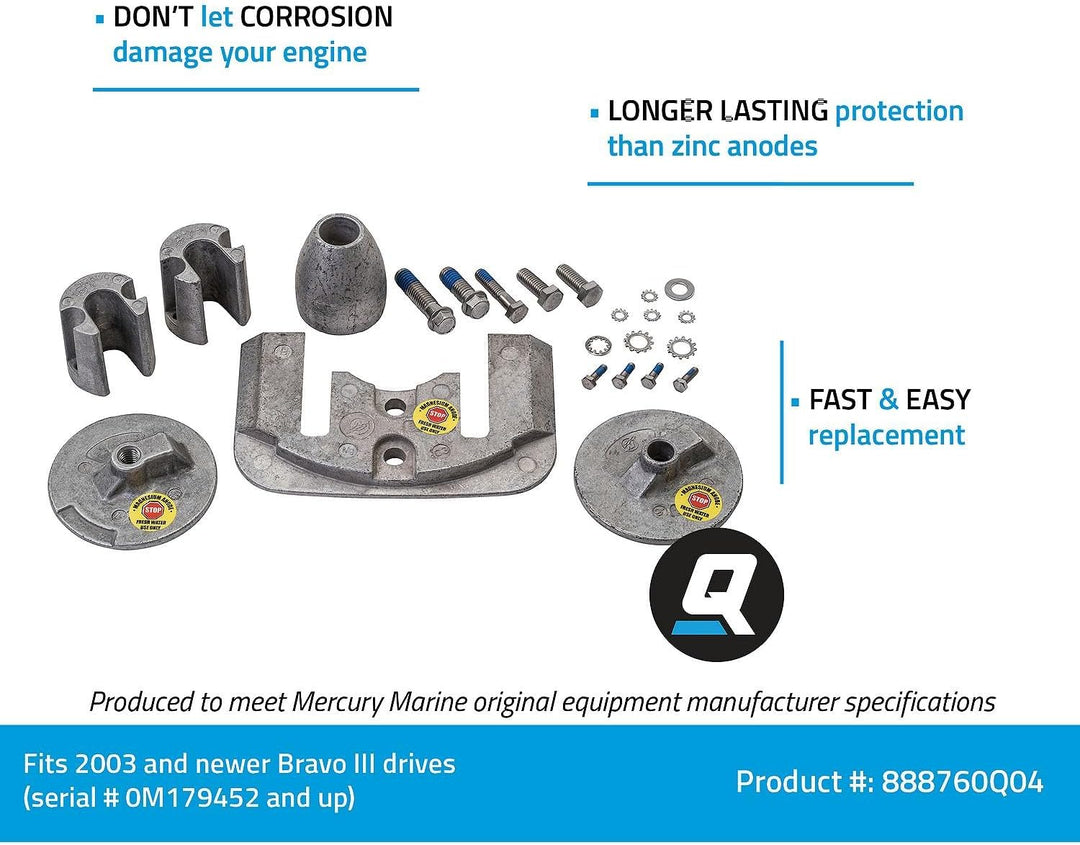 Quicksilver 888760Q04 Magnesium-Anoden-Kit – MerCruiser Bravo III Antriebe, Weiss