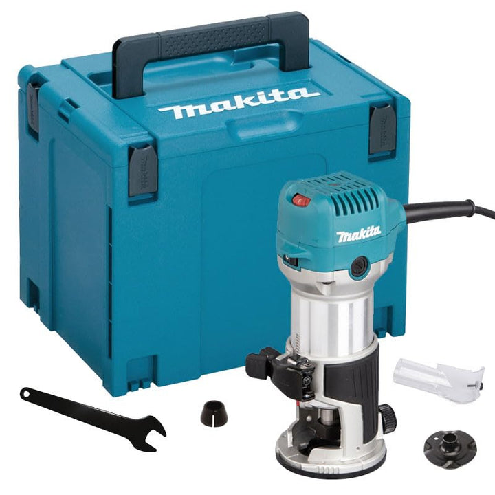 Makita RT0702CJ Fräse und Oberfräse, 710 W, Aluminium, Tauchbasis, Zange Ø8 oder 6 mm im Makpac-Koff