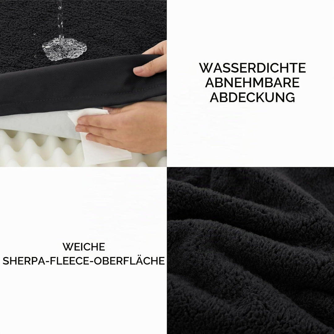 BEDSURE Orthopädisches Hundebett Grosse Hunde waschbar, 91x69cm schwarz | Egg-Crate Schaumstoff Komf