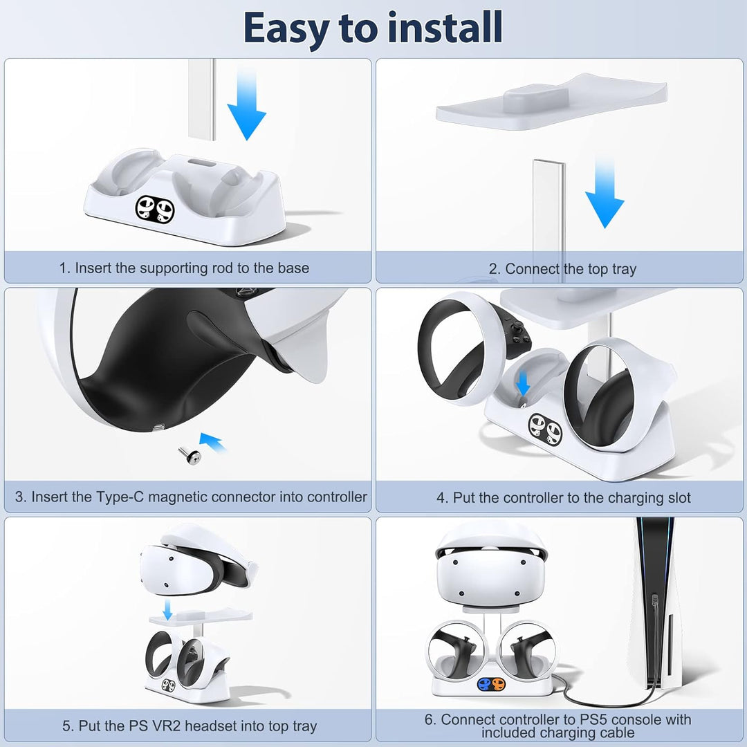 Ladestation für PS VR2 Controller, PSVR 2 Ladestation mit Headset Ständer, Schnelles Ladegerät für P