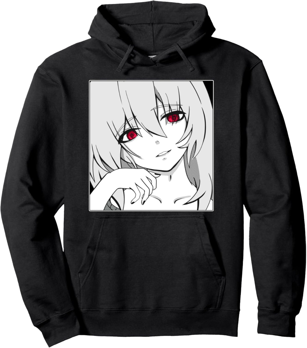 Lustige Manga gefährliches Lächeln rote Augen Mädchen Meme Pullover Hoodie