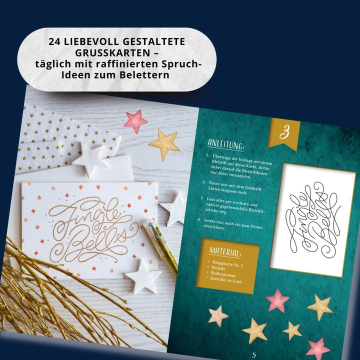In der Weihnachtsletterei. Adventskalender: Handlettering Adventskalender. Mit 24 Grusskarten und tä