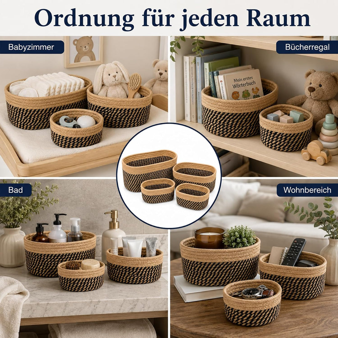 Jiahuade 4er Set Aufbewahrungskorb Geflochten Baumwollseil Stil E, Stil E