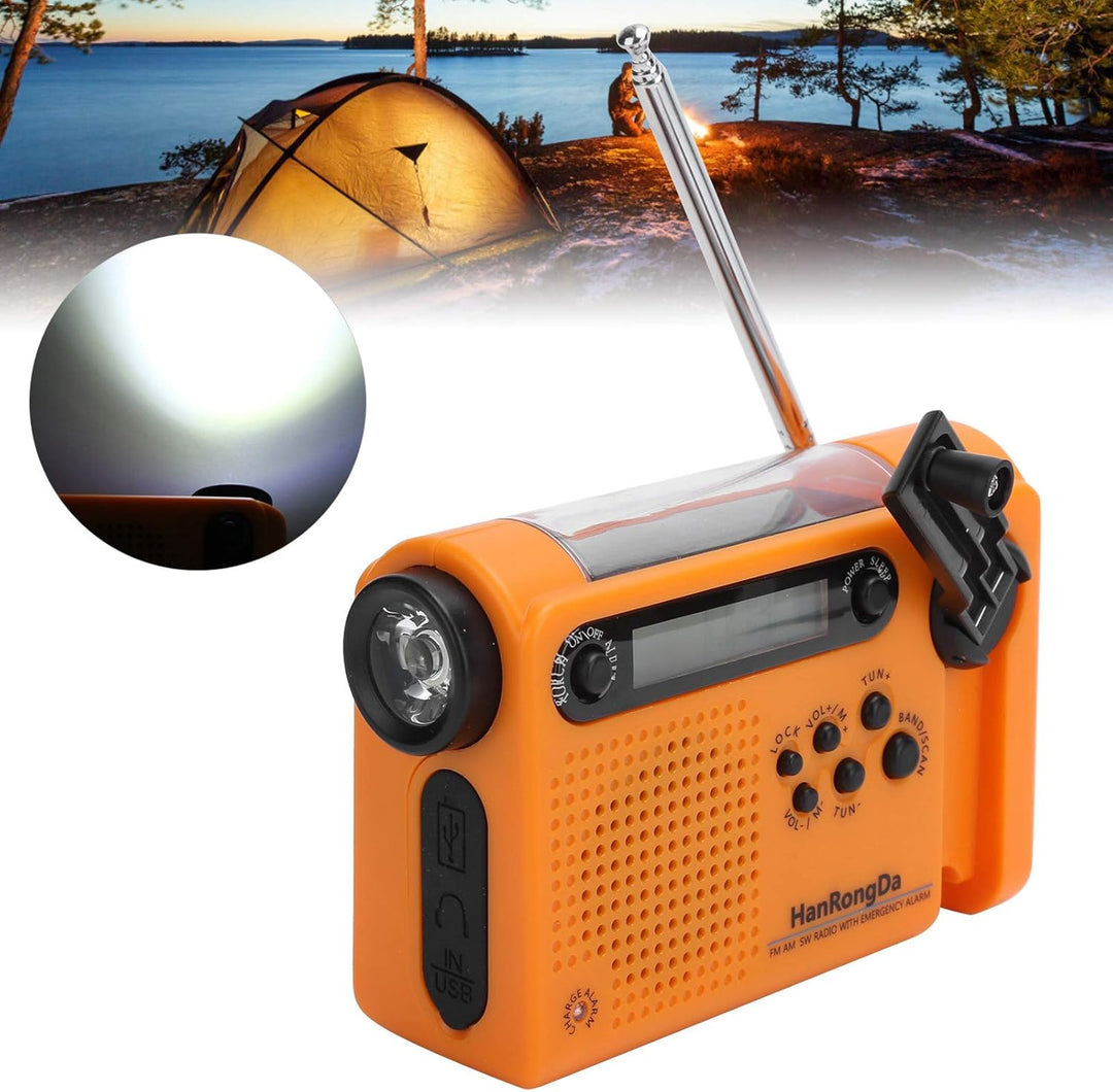 Tragbares Radio, HRD-900 Tragbares Vollbandradio Solar-Ladegerät FM/AM-Radio mit Taschenlampe für de