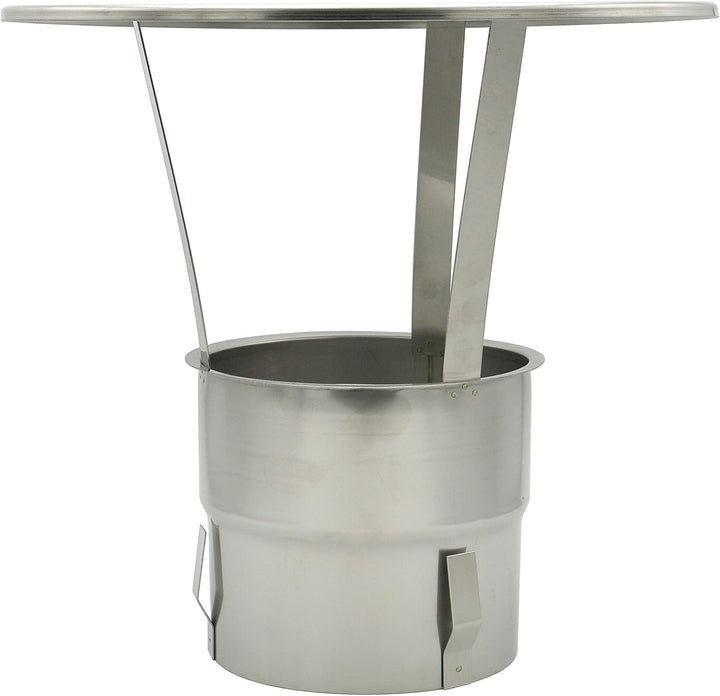 Regen-Haube mit Einschub 120mm Kaminhut aus Edelstahl mit Spannfedern ohne Werkzeug montierbar Säube