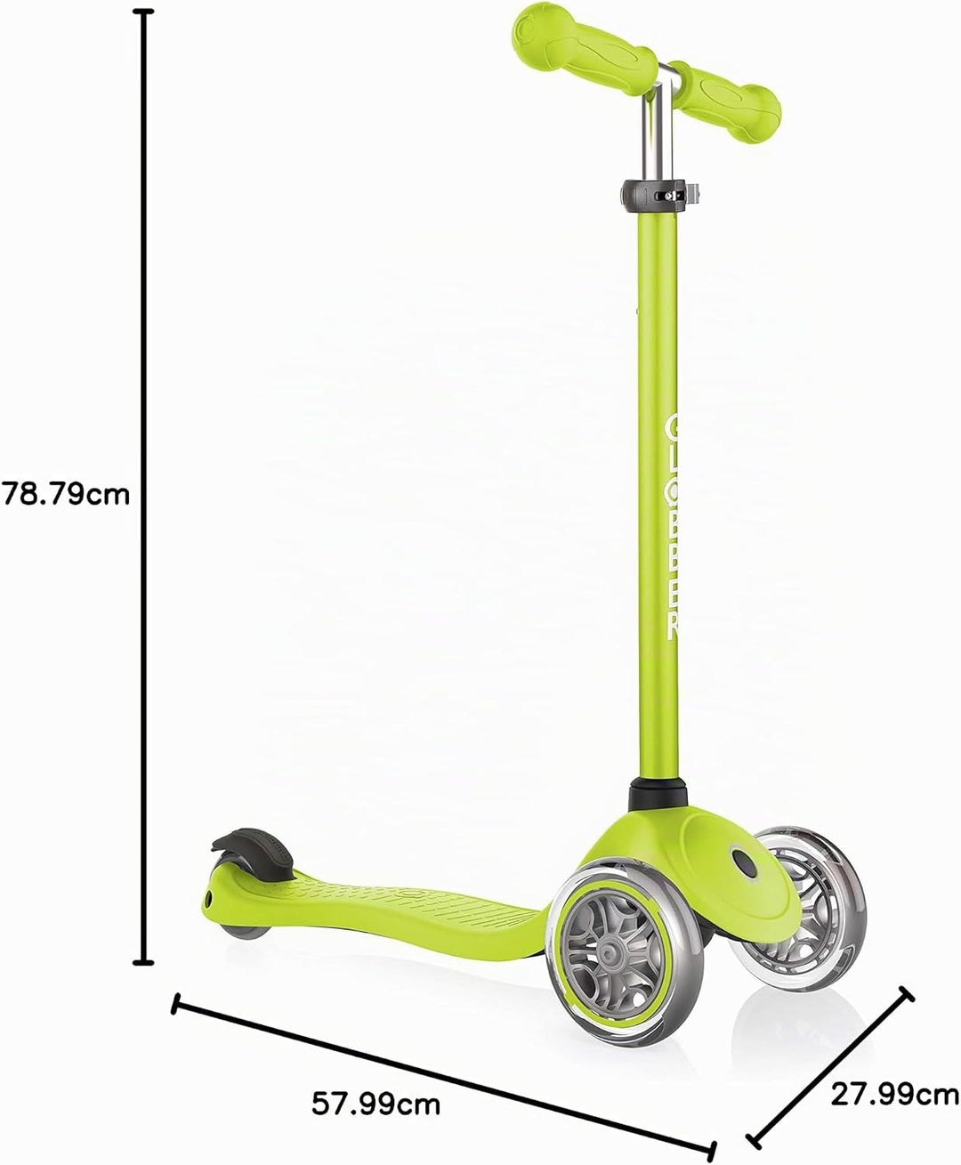 Globber Primo – Tretroller Kinder, 120/80 mm, ABEC 5, 3-rädrig, höhenverstellbar Einheitsgrösse grün