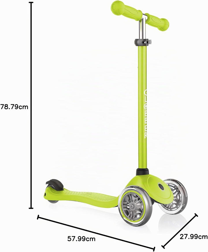 Globber Primo – Tretroller Kinder, 120/80 mm, ABEC 5, 3-rädrig, höhenverstellbar Einheitsgrösse grün