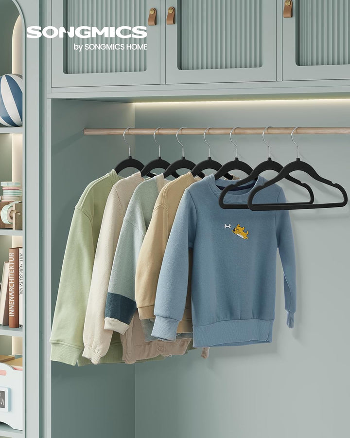 SONGMICS Kinderkleiderbügel, 50er Set Kleiderbügel Kinder, Baby-Kleiderbügel, Bügel Samt, 360° drehb