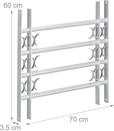 Relaxdays Fenstergitter Einbruchschutz, Ausziehbar, Aussen, Verzinkt, Stahl, 600 x 700-1050 mm, Sich