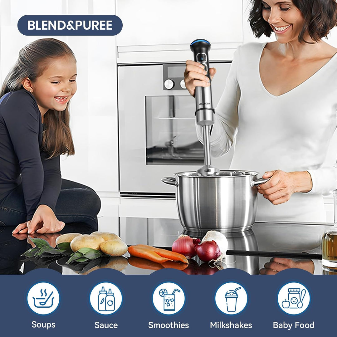 1500W Stabmixer, 4 in 1 Stabmixer Set Professioneller, Pürierstab mit 21 einstellbaren Geschwindigke