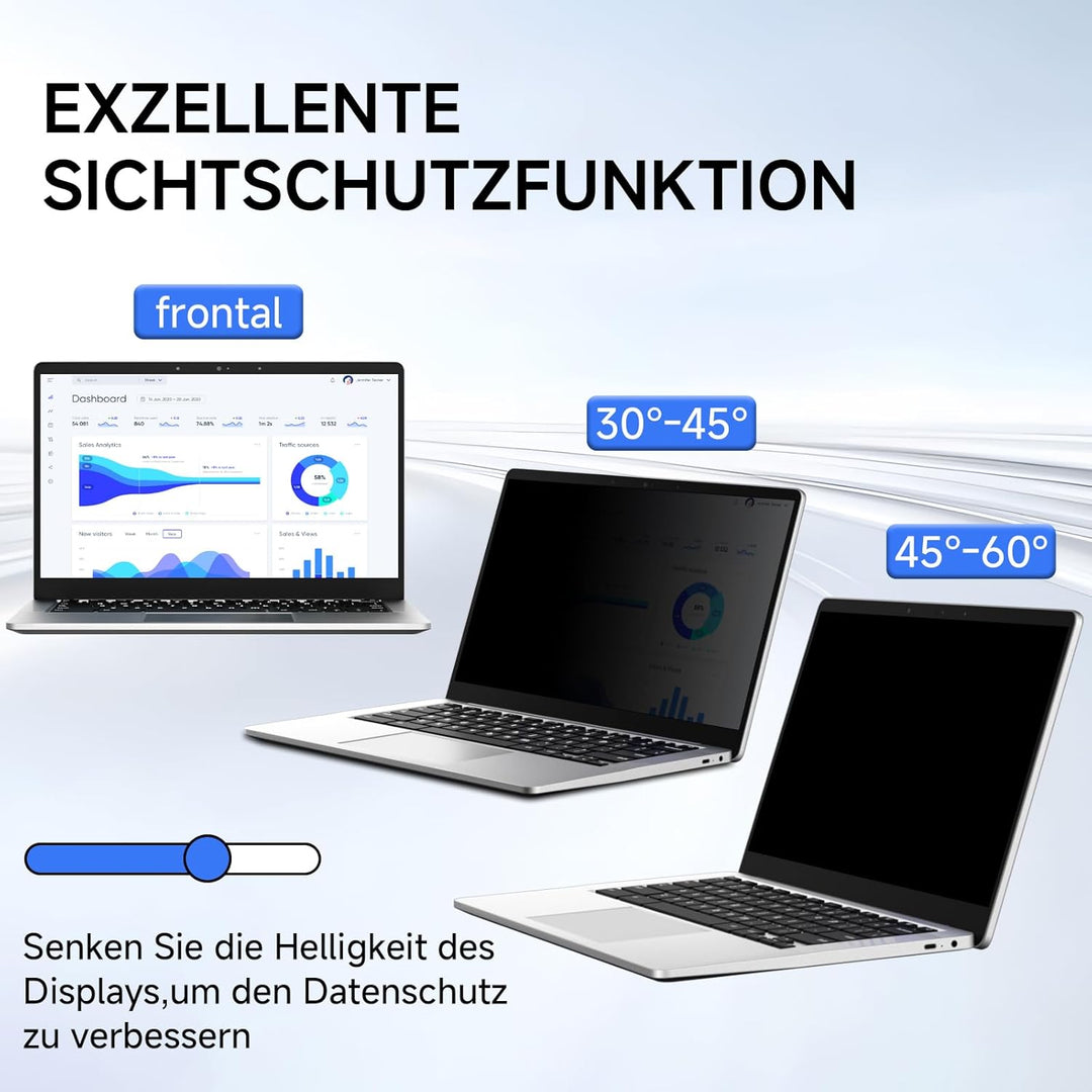 ZOEGAA Sichtschutzfolie Laptop 14 Zoll 16:9,Anti Blaulicht Blendschutz Sichtschutz Laptop 14 Zoll, A