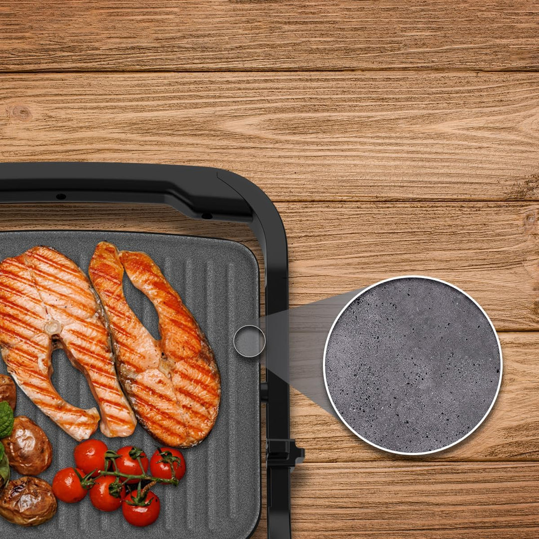Cecotec Rock'nGrill 2000 Elektrogrill mit offenem Grill, 2000W, Öffnung 180°, Antihaftbeschichtung,