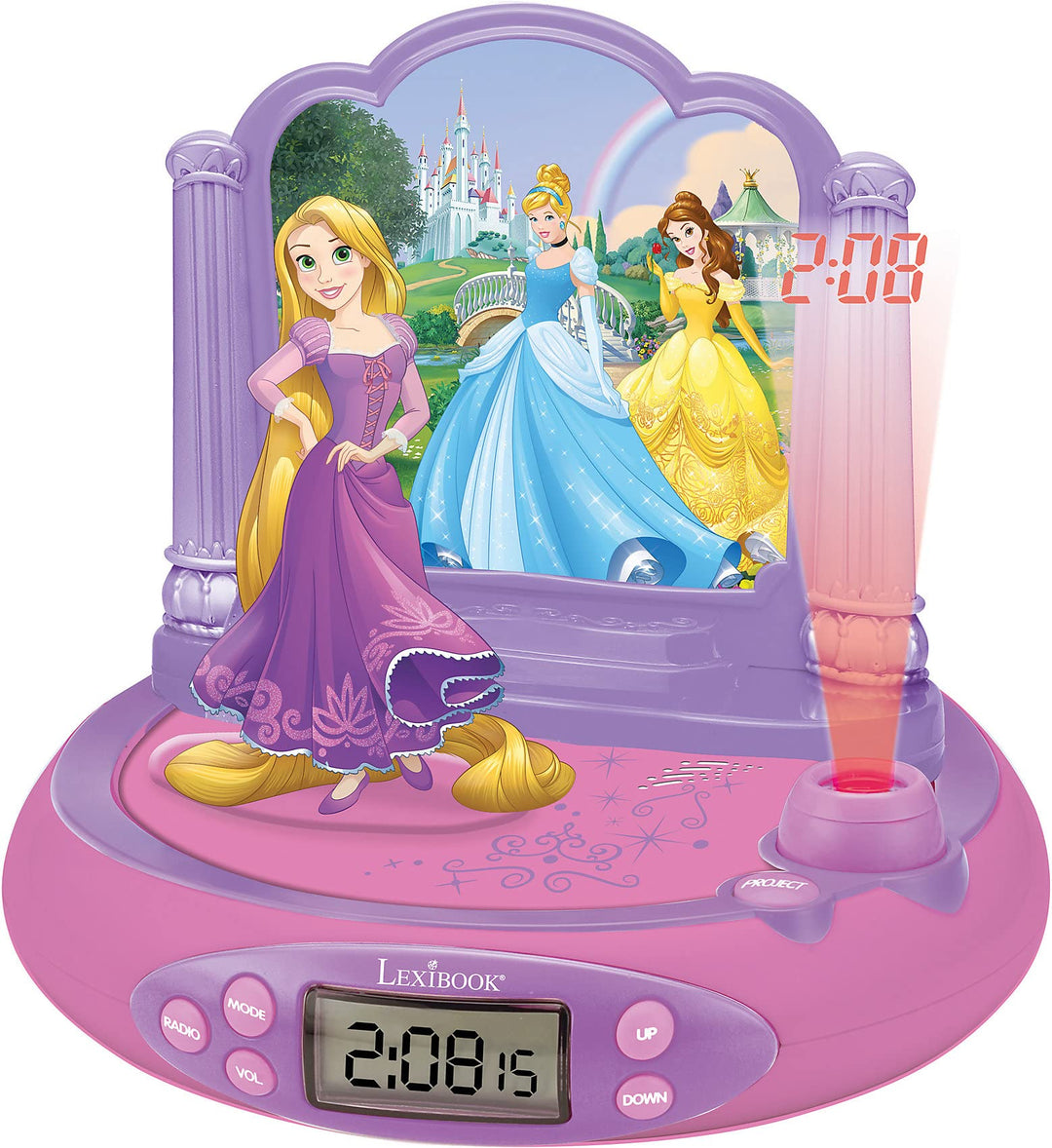 Lexibook, Disney Prinzessin Rapunzel, Projektor-Wecker für Kinder, Nachtlicht und Zeitprojektion an