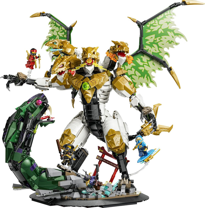 LEGO NINJAGO Duell mit dem Ultradrachen - Spielzeug mit 4-köpfiger Actionfigur, Schlange & 4 Minifig