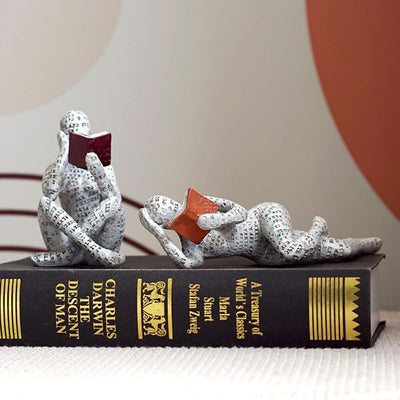 PIGPIGFLY 3pcs Leserstatue,Deko Figuren,Deko Wohnzimmer,Home Store Dekoration, Leser,Modern Abstract