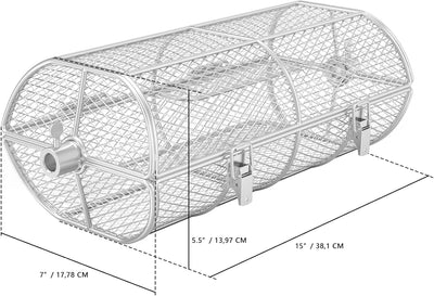 Onlyfire BRK-6039 Edelstahl Universal Drehbar Grillkorb Erdnuss Bohnen Pommes Frites Korb passt für