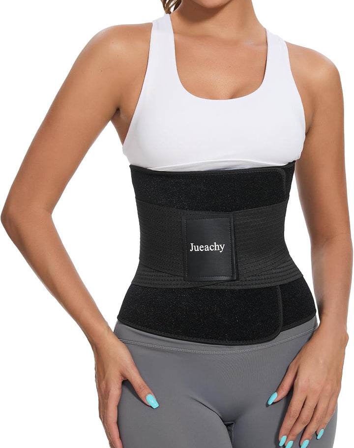 Jueachy Waist Trainer Damen Workout: Bauchweggürtel Damen Herren Fitness Gürtel Verstellbarer - Schw