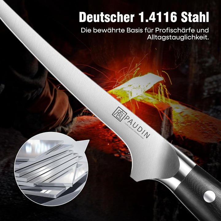 PAUDIN Filetiermesser fisch Messer 18 cm, Filitiermesser Scharf Fisch aus Deutscher Edelstahl 1.4116