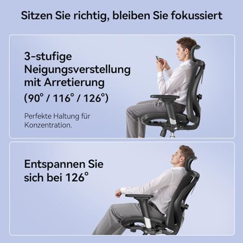 SIHOO M57 – Ergonomischer Bürostuhl mit Verstellbarer Lendenwirbelstütze, Netz-Schreibtischstuhl mit