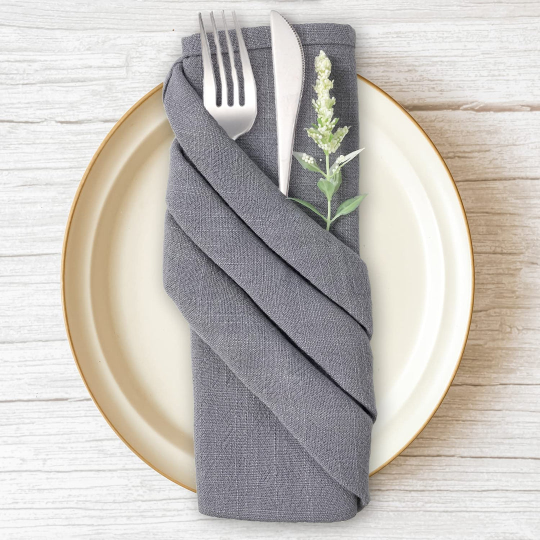 Stoffservietten, 6er Pack Hochwertige Grau Servietten 40x40 cm, Tischdekoration Servietten Hochzeit
