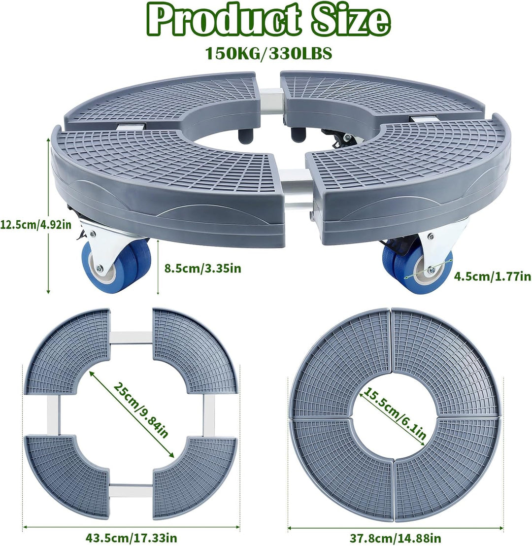 K KASONIC Pflanzenuntersetzer mit 4 Rollen, 150KG Tragkraft, 37-43cm Verstellbarer Rollstand für Inn