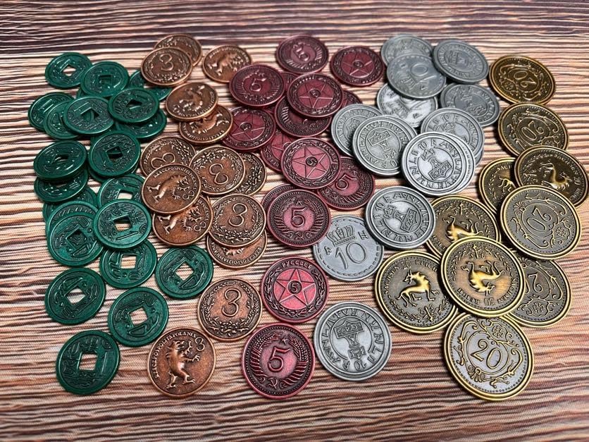 Stonemaier Games, Scythe: Metal Coins Upgrade Pack, Board Game, 1 to 5 Players, Ages 14+, 90 to 120
