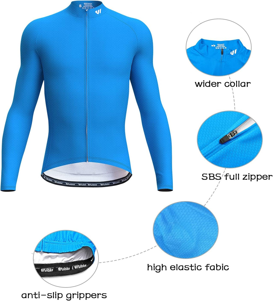 Wulibike Radtrikot Herren Langarm - Rennrad Trikot Reissverschluss mit Taschen, Frühling Herbst Atmu