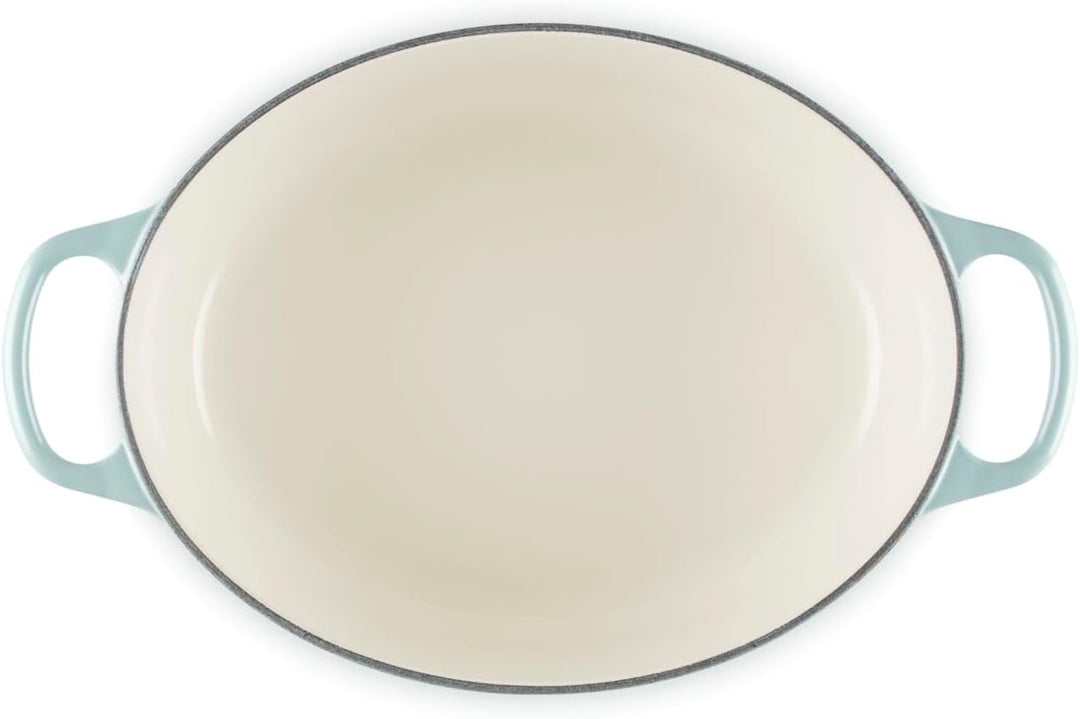 Le Creuset Signature Ovaler Bräter aus Gusseisen, 27 cm, 4,1 Liter, Sea Salt Sea Salt 35,2 x 22,6 x