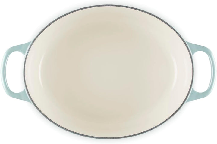 Le Creuset Signature Ovaler Bräter aus Gusseisen, 27 cm, 4,1 Liter, Sea Salt Sea Salt 35,2 x 22,6 x