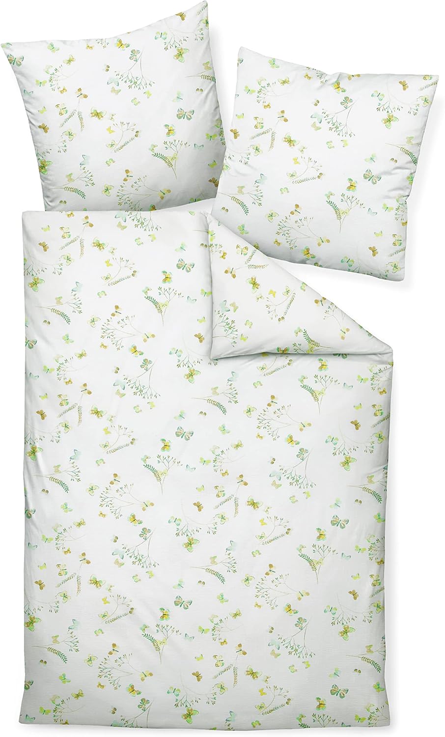 Janine Bettwäsche Seersucker Tango 155x200 + 80x80 cm Limone rauchgrün, 155x200 + 80x80 cm