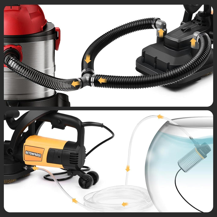 3800W Betonschleifer Betonfräse mit Langer Handgriff & Leistungsstarkem Motor | 4 x Schleiftopf | Ø1