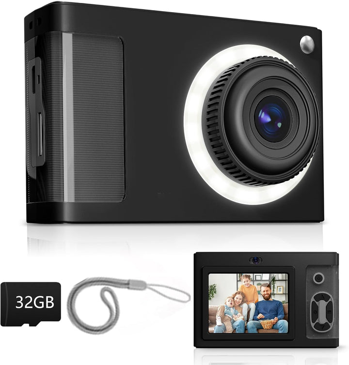 Digitalkamera, ARNSSIEN 1080P Kinderkamera, 2,4" 16LED Licht 40MP mit 8 Zoom Kamera Fotokamera, Komp