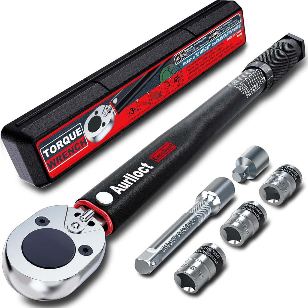Aurlloct Drehmomentschlüssel 28-210 Nm 1/2 Zoll, Auto & Motorrad, inkl. Verlängerung mit 125 mm und