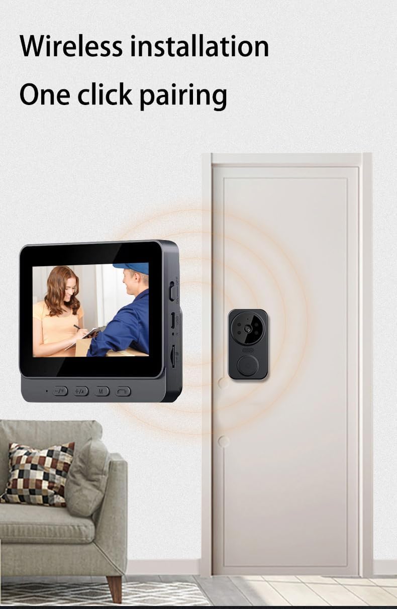 TKMARS Türklingelkamera - Kabellose Video 2-Wege Audio Gegensprechanlage mit 4,3 Zoll IPS Bildschirm