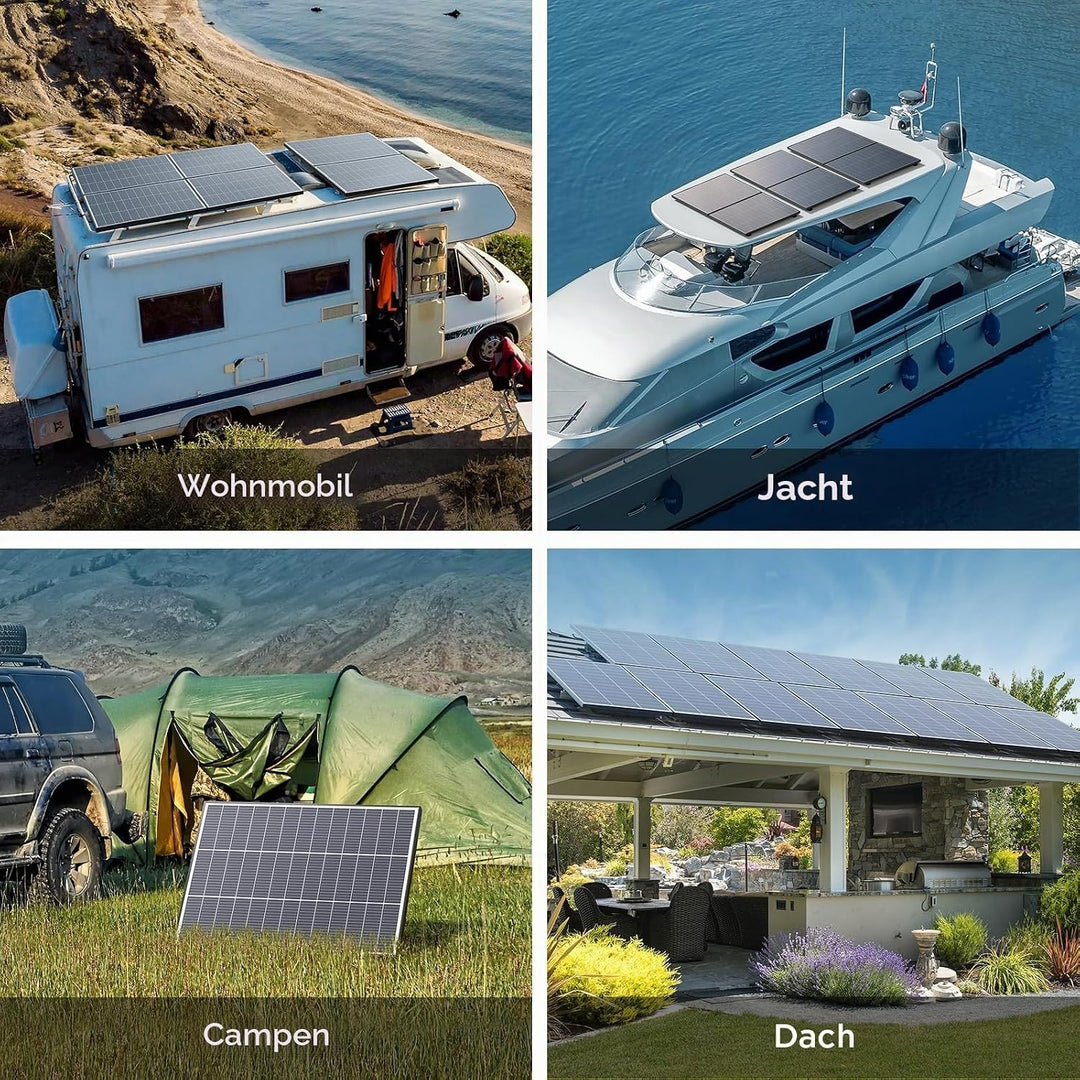 200W(2X100W) N-Type 16BB Solarpanel, Callsun 2PCS 100W Monokristalline Solarmodule, Ideal für 12V Ba