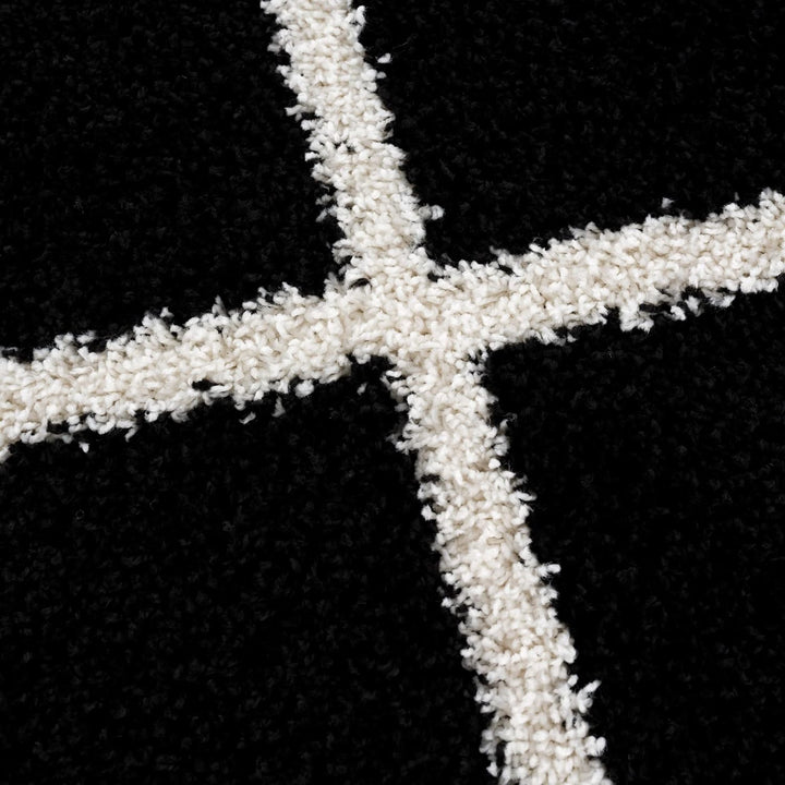 SANAT Madrid Shaggy Teppich Rund - Hochflor Teppiche für Wohnzimmer, Schlafzimmer, Küche - Schwarz,