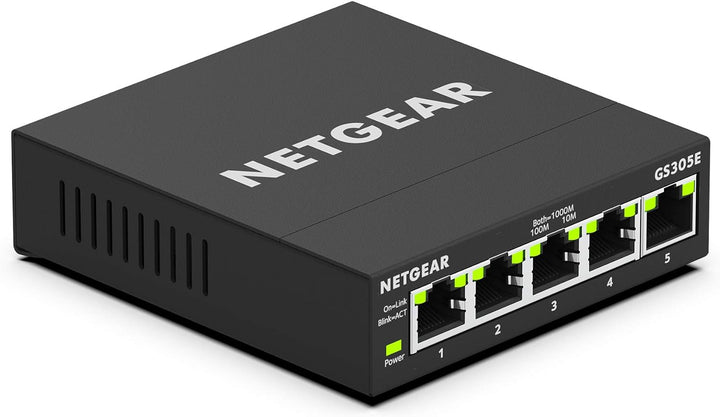 Netgear GS305E Managed Switch 5 Port Gigabit Ethernet LAN Switch Plus (Plug-and-Play, Netzwerk Switc