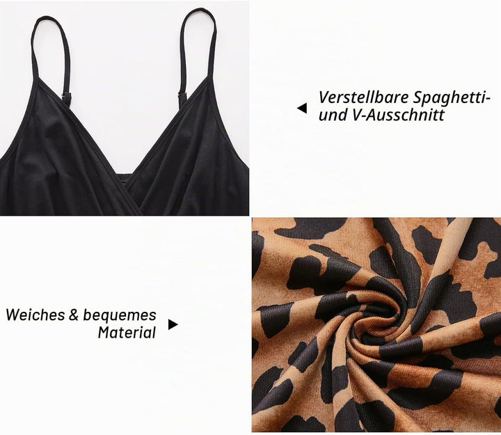 Newshows Sommerkleid Damen Lang Maxikleid Sommer V Ausschnitt Kleid Schlitz Elegant Spaghettiträger