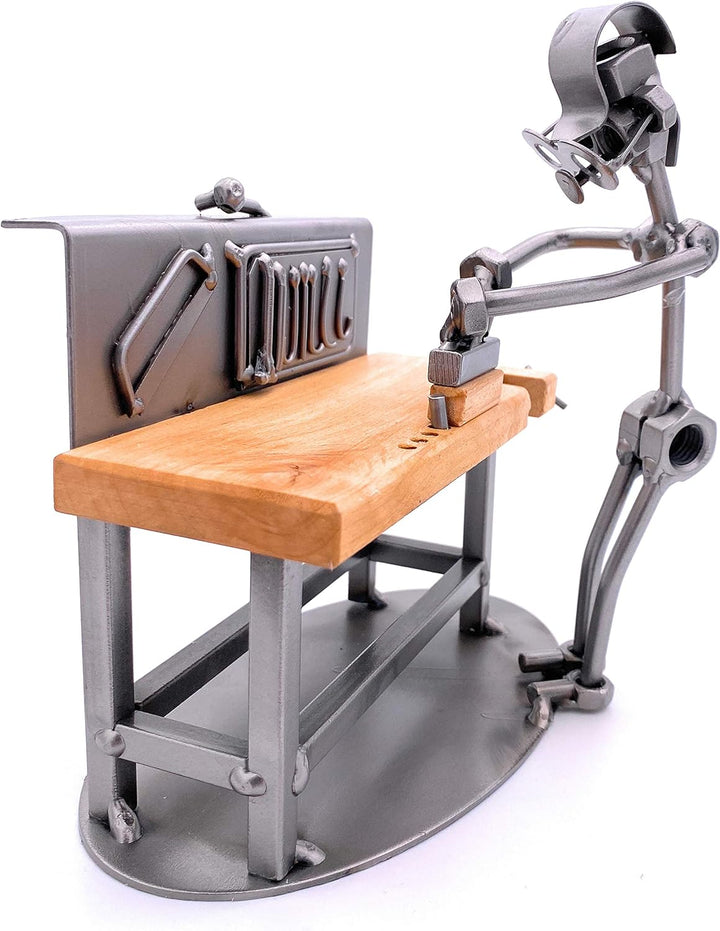 STEEMO Schraubenmännchen Tischler Handwerker Geschenk Metall-Deko 18x14x18 cm