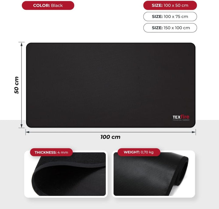 TEXFIRE - Mehrschichtige feuerfeste Matte – Bodenschutz für Ofen, Kamin und Grill (100x50