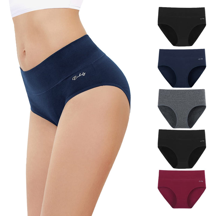 anqier Unterhosen Damen, 5er Pack Stretch Baumwolle Hohe Taille Slips Damen Atmungsaktiv Panties Wei