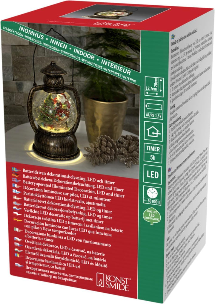 Konstsmide 3497-000 LED Kugellaterne Weihnachtsmann, mit 5h Timer , wassergefüllt, warm weiss, batte