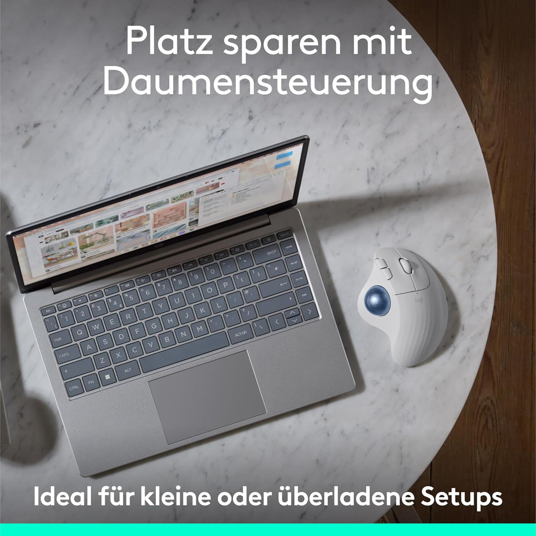 Logitech Ergo M575S kabellose Trackball-Maus, kabellose ergonomische Maus mit Bluetooth und verschlü